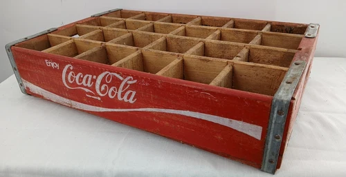 OLD Red VINTAGE  COCA COLA Wooden 24  Soda Pop Crate Carrier COKE Wood Box Case