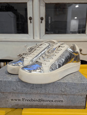 Dolce Vita Zayn 360 Silver Distressed Sneakers Women's Size 9 Platform Leather