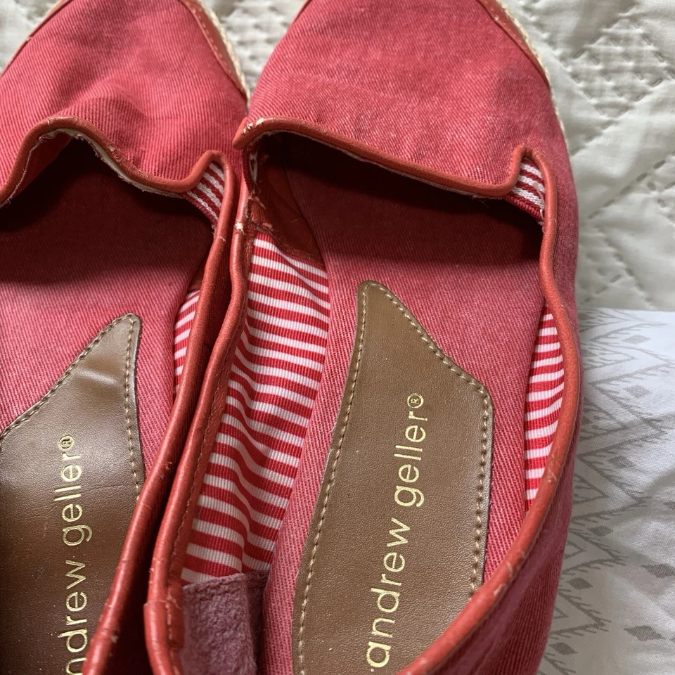 Andrew Geller Women's Flats Size 5 1/2 Pink With Striped Accents Boat Shoes - Image 2 of 4