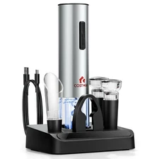 6pc Electric Wine Opener Gift Set Rechargeable Automatic Corkscrew with Stand