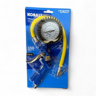 #ad Kobalt Air Compressor Inflator Gun Gauge #124237 Up To 150 PSI New in Package $19.75