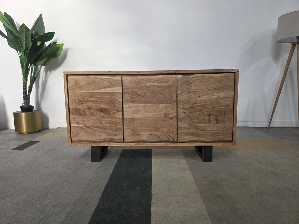 Big Furniture Warehouse Live Edge Solid Acacia 3 Door Large Sideboard RRP £600