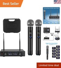 Wireless Microphone System with case, Metal UHF Dual Handheld 20 Channels Pro...