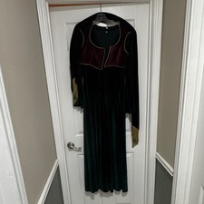 Medieval Renaissance Women's Velvet Dress Dark Green Burgundy Size M