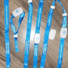 AT T Blue  White Logo Lanyard ID Badge Holder Lot, Nylon Strap Plastic