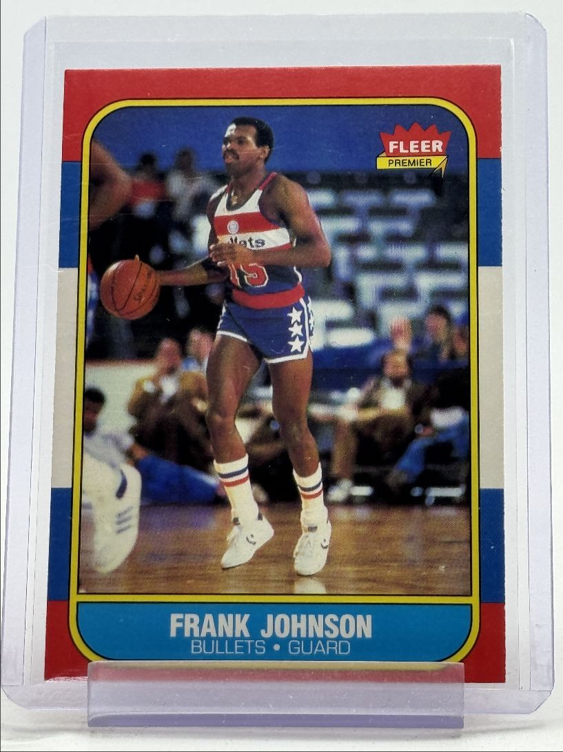 FRANK JOHNSON 1986-87 FLEER PREMIER ROOKIE BASKETBALL BULLETS #52 RC Q3562