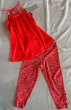 Z BY ZELLA ACTIVE LOOSE TANK PANTS SET OUTFIT SPORTS BRA NEON GIRLS MEDIUM 8/10
