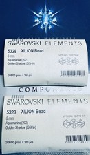 Swarovski 5328 6mm Aquamarine GoldenShadow Seal Pack 360pcs Austrian Bicone Bead