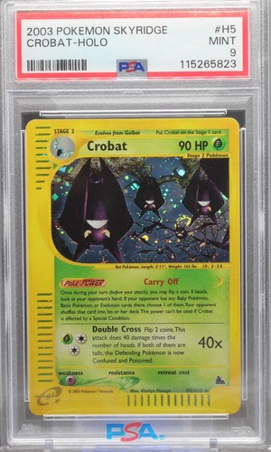2003 POKEMON Skyridge Crobat HOLO W/ Swirl #H05/H32 (H5) PSA 9