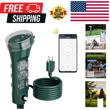 Heavy-Duty Outdoor Smart Plug - Voice & App Controlled with 6 Grounded Sockets