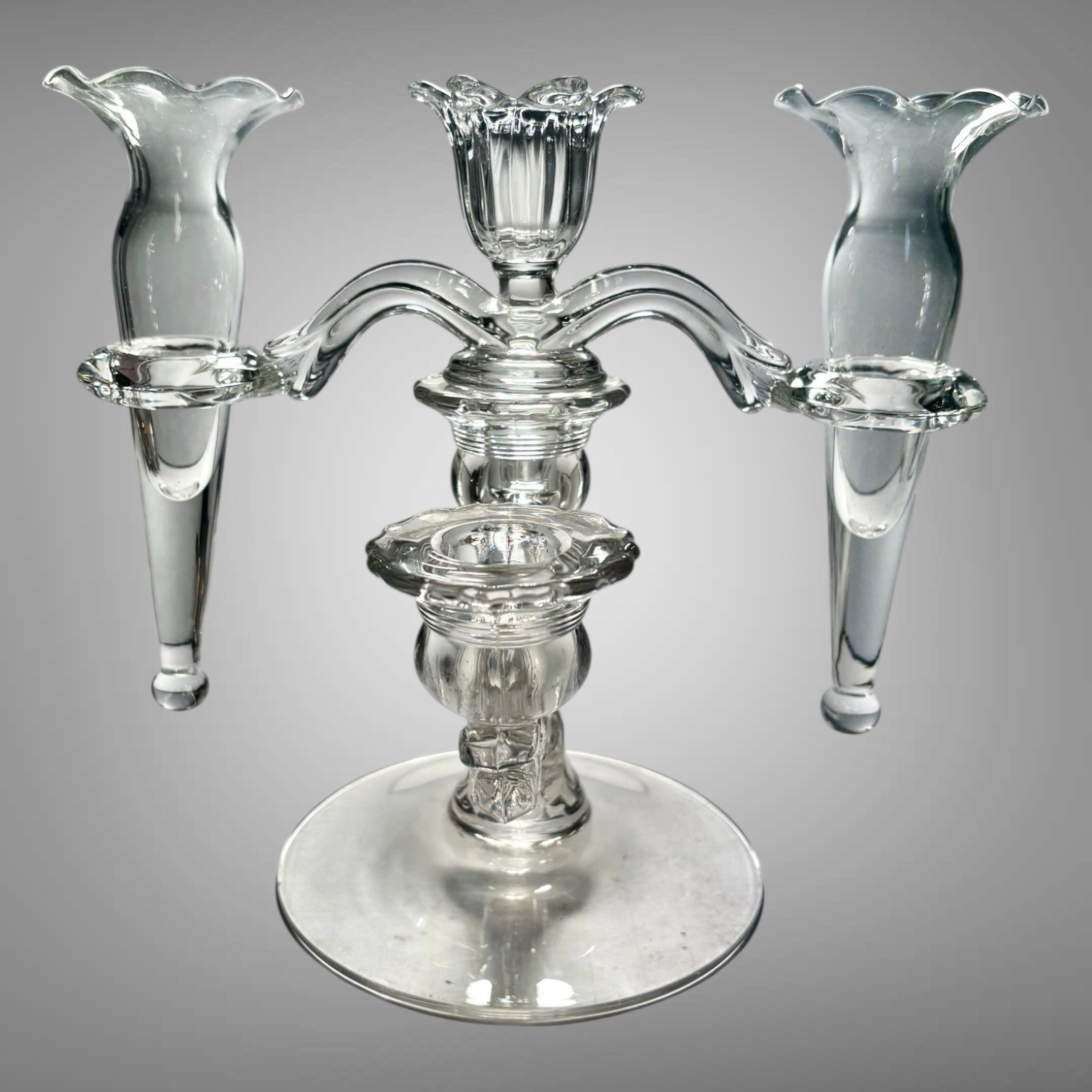 Vintage Candelabra Arms Epergne Cambridge 3 Candle Holder