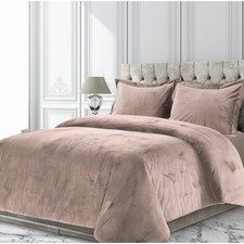 Tribeca Living Venice Velvet Oversized Duvet Set, Luxurious 3-Piece King Bedd...