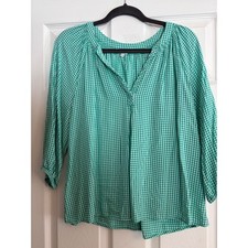 Crown Ivy Green White Gingham Plaid Peasant B...