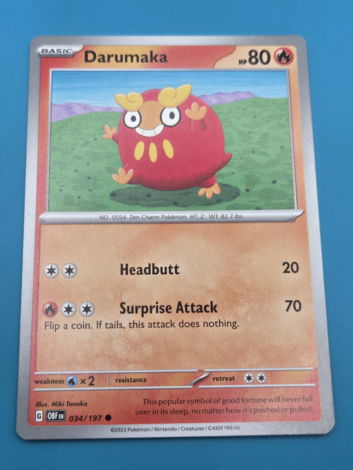 Darumaka 034/197 Obsidian Flames Regular Common Pokemon Card  NM