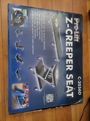 Pro-Lift C-2036D Grey 36'' Z-Creeper Seat , Black Creeper