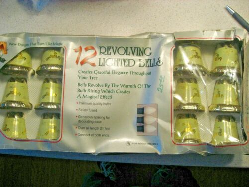 Vintage Perfect Presents Magic Bells 12 Revolving Lighted Bells Christmas Lights