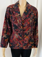 Beautiful Fall Coldwater Creek MultiColor Plaid Floral Flocked Blazer Jacket 12