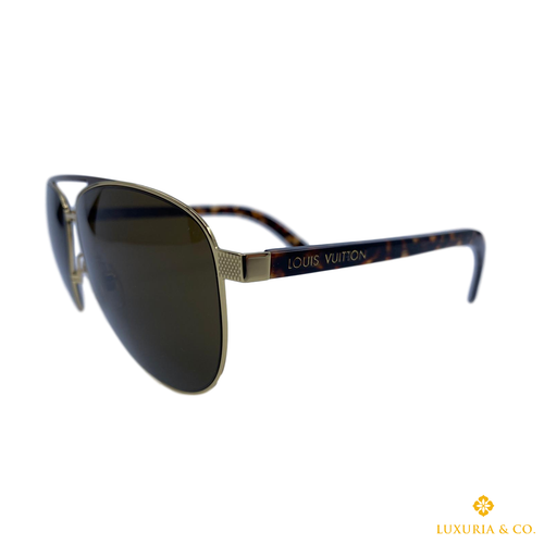 Louis Vuitton Starship Gold U Brown Tortoise Shell Aviator Sunglasses Z0846U