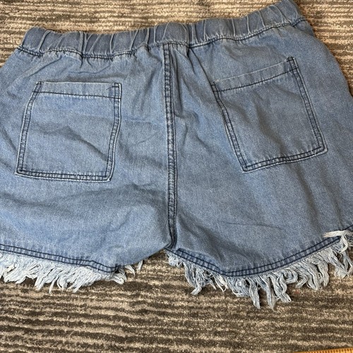 Denim Shorts Womens XXL Fringe Hem Drawstring Stretch High Rise Casual Pull On - Picture 10 of 10