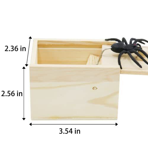Caja de bromas de araña de Halloween de regalo hecha a mano caja sorpresa de madera para niños niñas, - Imagen 3 de 8
