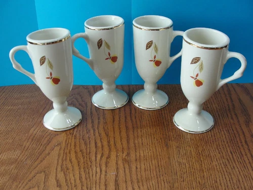 Jewel Tea Autumn Leaf Hall China set of 4 Espresso Coffee Mugs for N.A.L.C.C.