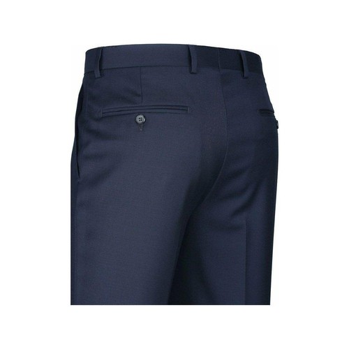 Pantalones de hombre Renoir frente plano 100 % lana Super 140's calce clásico 508-19 azul marino - Imagen 4 de 20