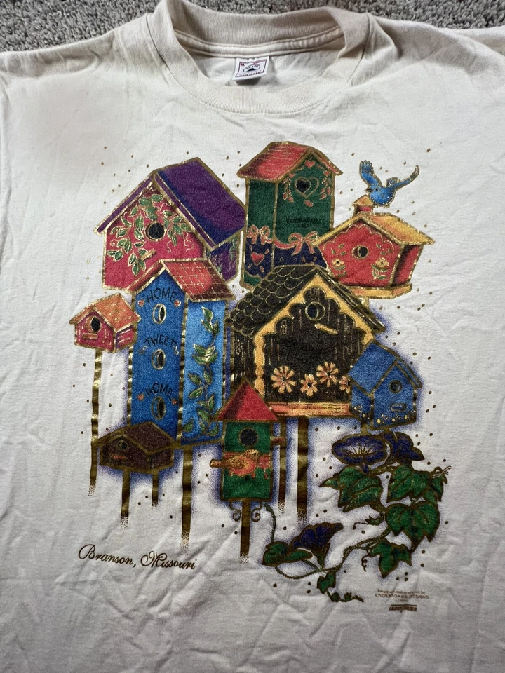 Camiseta de manga corta vintage DELTA COTTON talla XL de una sola puntada Birdhouse Foil Foto 2 de 4