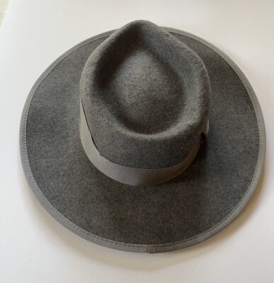 NWT PHENIX 100% Wool Fedora Hat Ribbon Trim Charcoal Gray  display picture 2