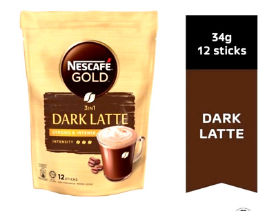 Nescafe Gold 3 in 1 Dark Latte Strong & Intense pack of 12x34g
