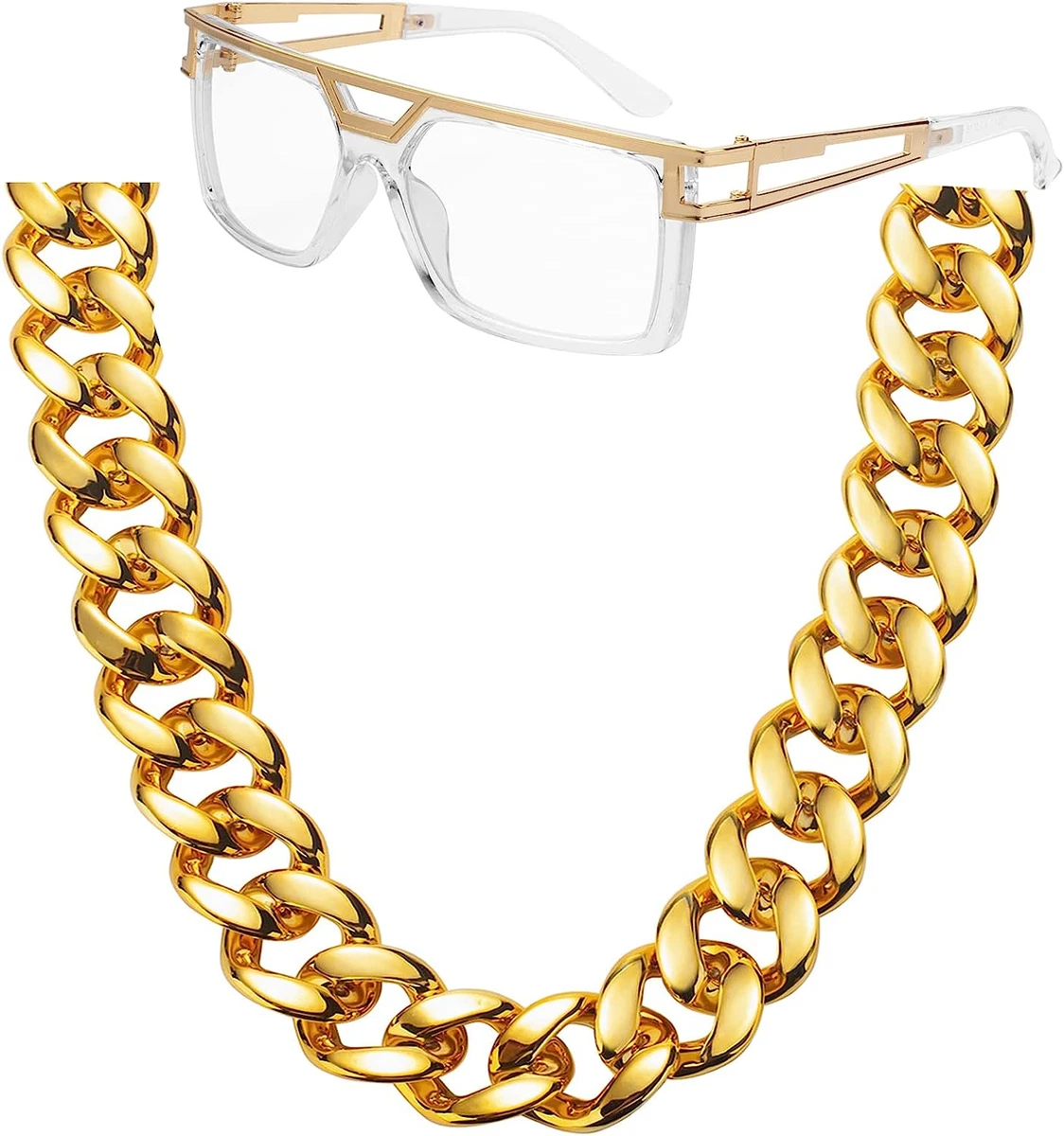 80S 90S Hip Hop Costume Jewelry Gold Chain for Women Men Gold