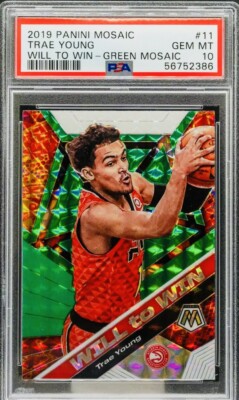 Trae Young 2019 Panini Mosaic Will to Win Green PSA 10 GEM MINT