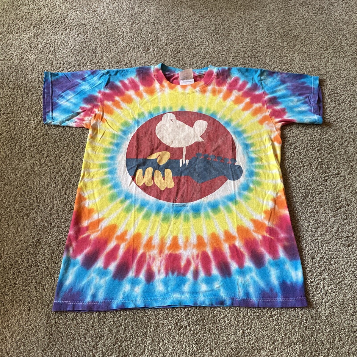 Woodstock 1999 Concert Vintage Shirt Tie dye Distressed Size Medium Back  Graphic