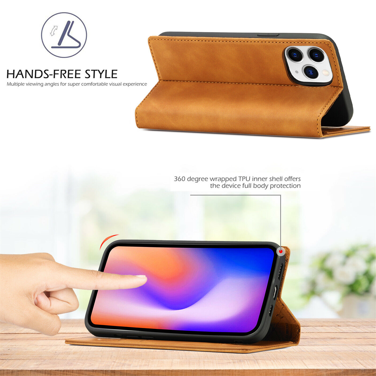 For iPhone 15 14 13 12 11 Pro Max X XR 8 Leather Wallet Case Magnetic Flip Cover - Picture 5 of 17