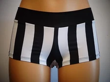 BLACK/WHITE STRIPED CHEEKY ADULT BOOTY SHORTS ~ DANCE~RAVE~COSPLAY~BEETLEJUICE