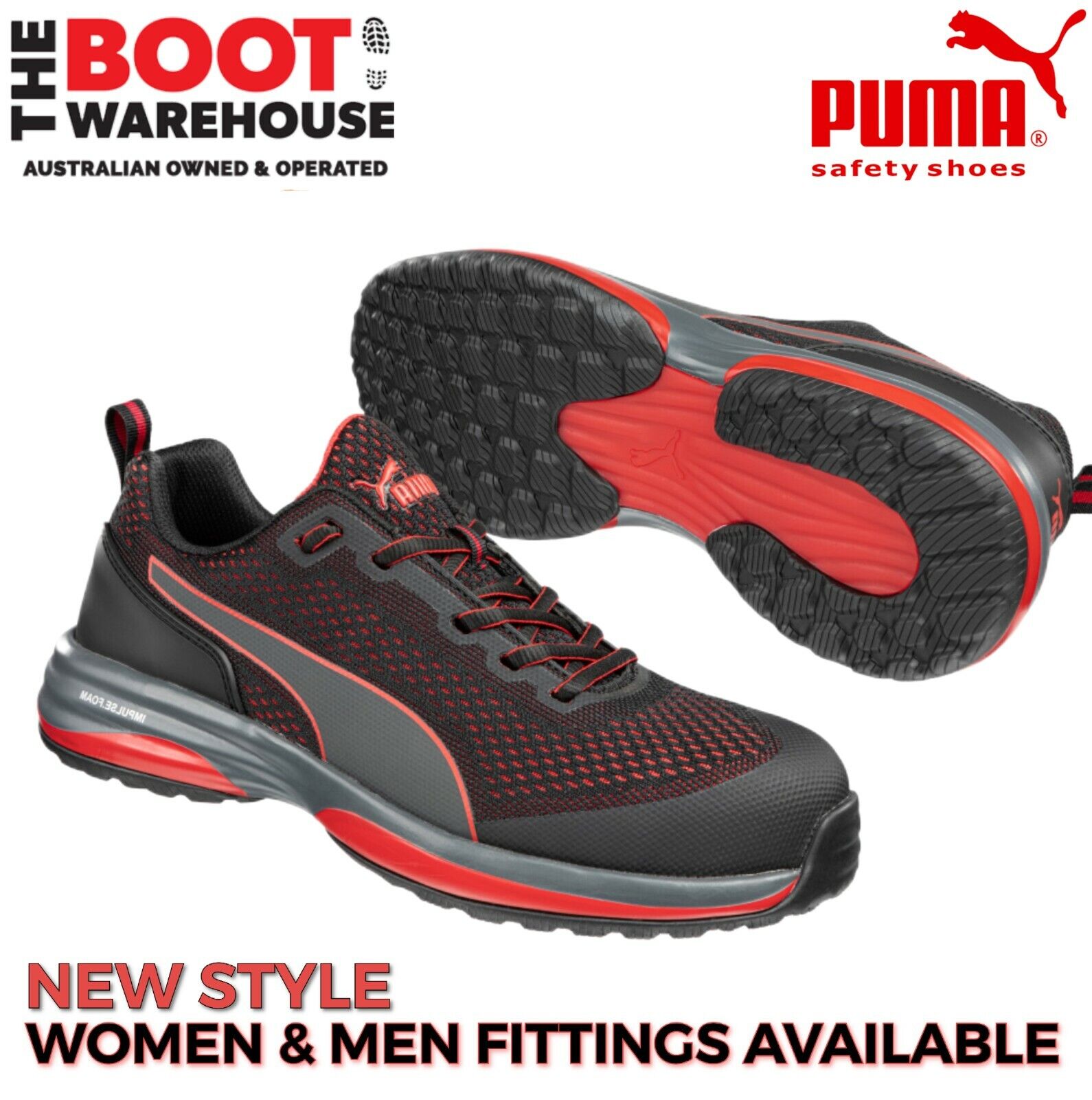 Brass St Antipoison Puma Speed 644497 Black/Red Composite Safety Toe Runner, Jogger, Shoe  LIGHTWEIGH | eBay
