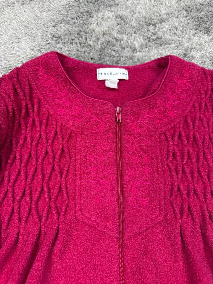 Camisón Miss Elaine Mujer Mediano Rojo Terry Paño Cremallera Completa Bata Ajustada Foto 4 de 4