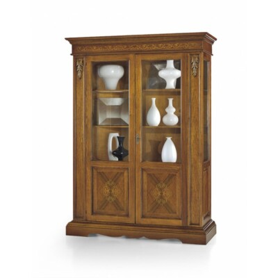 2 DOOR ARTE POVERA DARK WALNUT SIDEBOARD DISPLAY CASE BASSAN FINISH