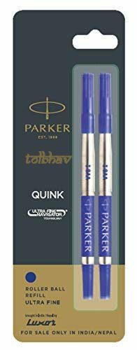 Parker Quink Penna a Sfera Ricarica Nero Inchiostro Blu Medio Fine Ultra Punta - Picture 2 of 7