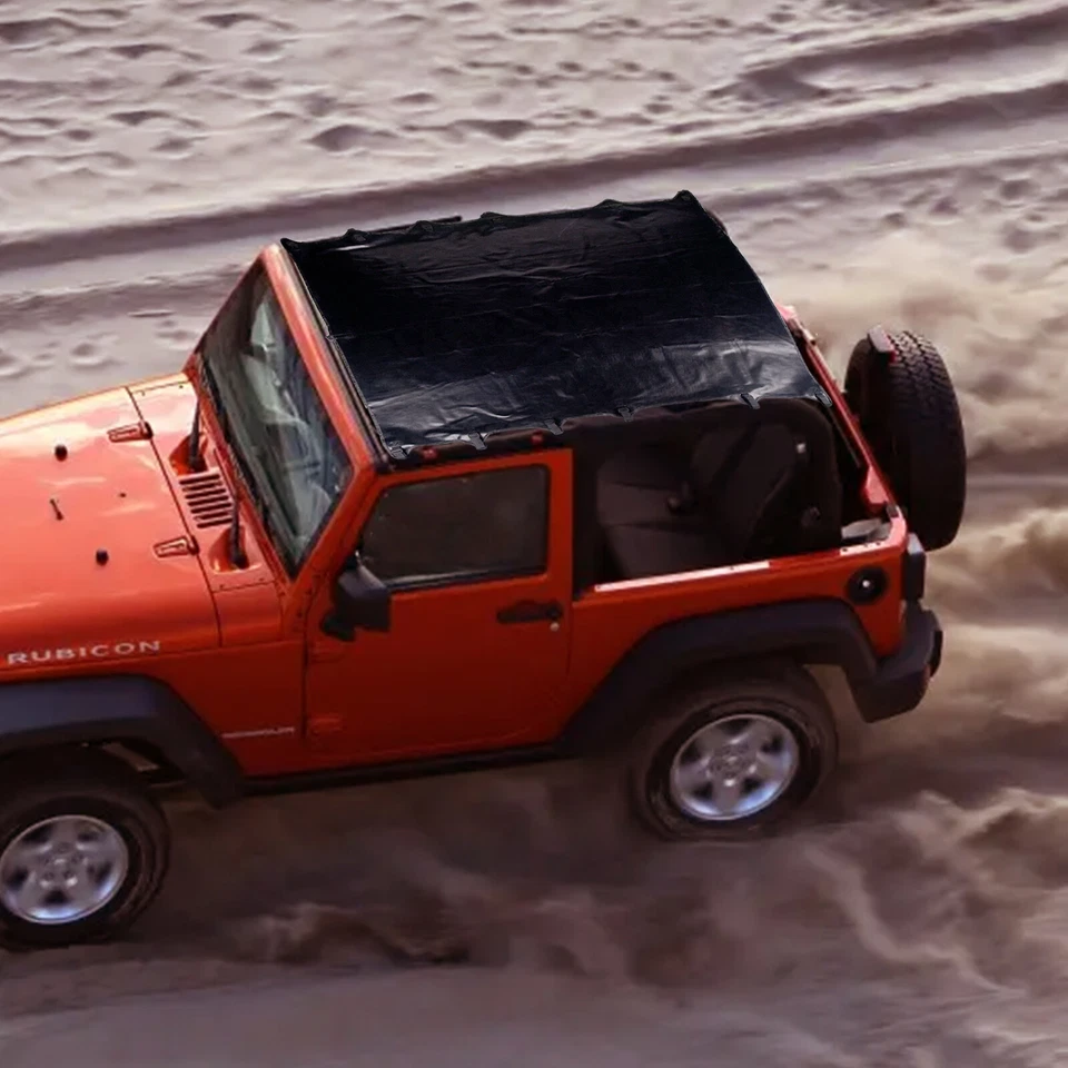 Extended Bikini Top Roof Cover Leather Sunshade Fits 1997-2006 Jeep Wrangler TJ Foto 2 de 4