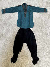 Blue Cotton Blend Boys Sherwani