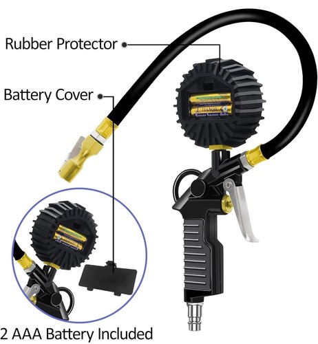 3 in 1 Manometro Pressione Gomme 220PSI Manometro Digitale Pistola Gonfiaggio - Foto 4 di 16