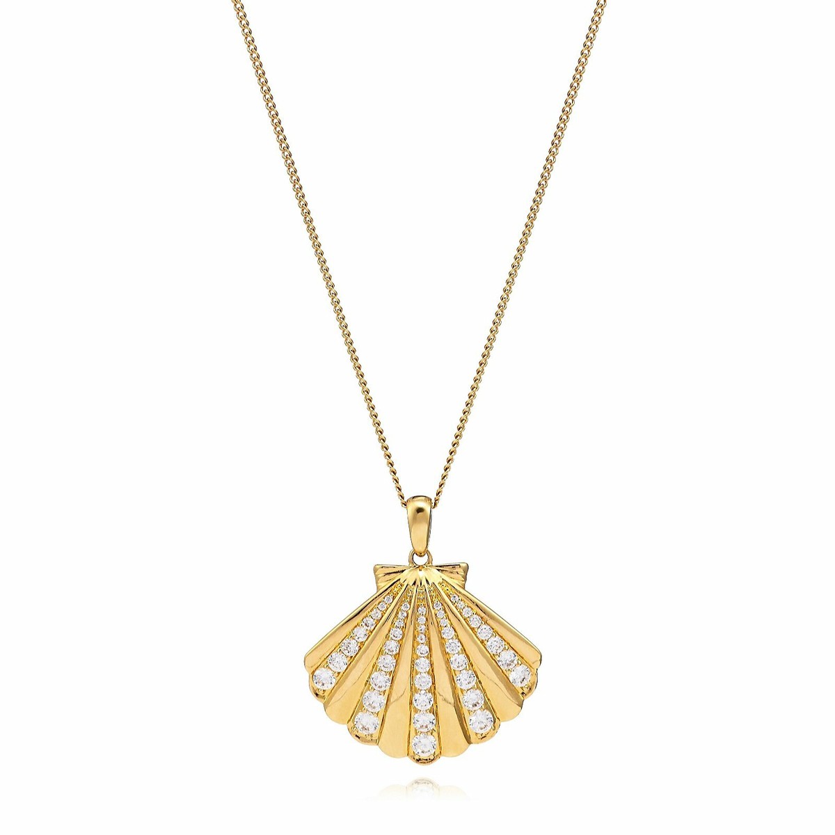 Escape by Melissa Odabash Shell Pendant 50cm Chain Silver Yellow