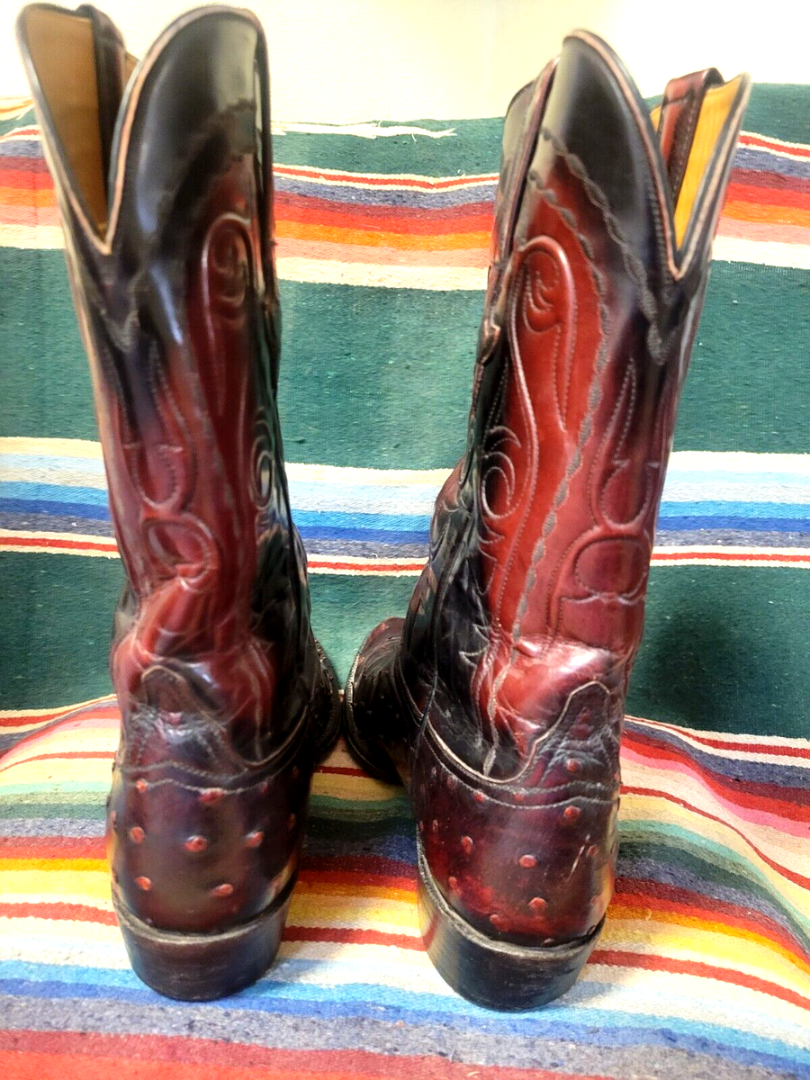 Lucchese Classics Full Quill Ostrich Black Cherry sz 11 D  display picture 1