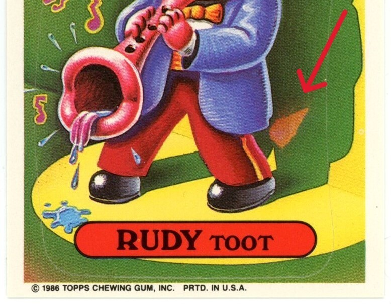 1986 Topps Garbage Pail Kids RUDY TOOT FLAMES ERROR Card 144b Print GPK Series 4
