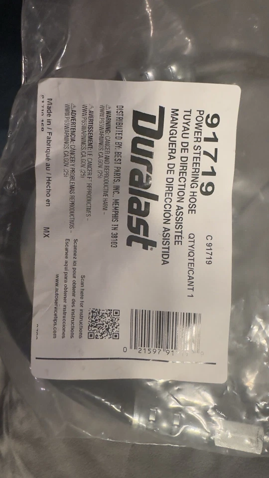 1994 Cadillac Deville Duralast Power Steering Pressure Line Hose Assembly - Image 2 of 4