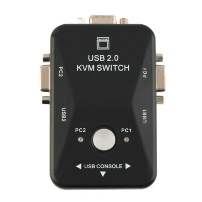 Port USB/PS2 KVM VGA Switch with 2  Set Cable For Mouse Monitor PC