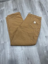 Vintage NWT Carhartt Double Knee Carpenter Jeans Pants 44x34 Made In USA Brown