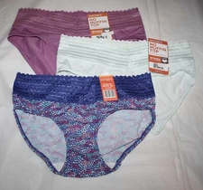 New set/3 WARNER'S no muffin top HIPSTER panties GREEN GRAPE BLUE PINK DOTS S/5