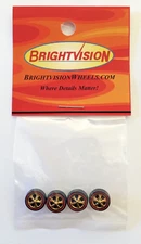 4 Brightvision Redline Wheels – 4 Small GOLD Chrome Bearing Style Wheels