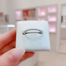 New Authentic 925 Sterling Silver Sparkling Elegant Bead Ring